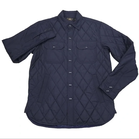 RRL RALPH LAUREN Men's Navy Quilted Shirt Jacket RRL Size Medium NWT EUC - Picture 12 of 12